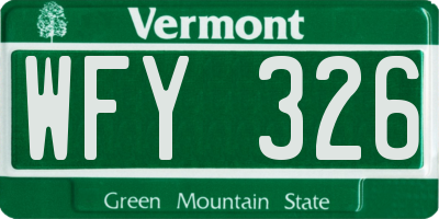 VT license plate WFY326