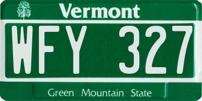 VT license plate WFY327
