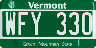 VT license plate WFY330