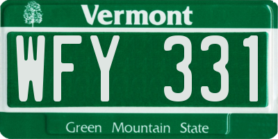 VT license plate WFY331