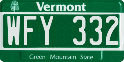 VT license plate WFY332