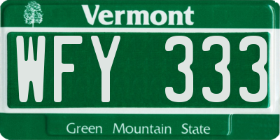 VT license plate WFY333