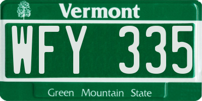 VT license plate WFY335