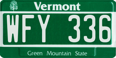 VT license plate WFY336