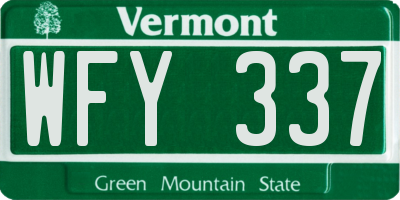 VT license plate WFY337
