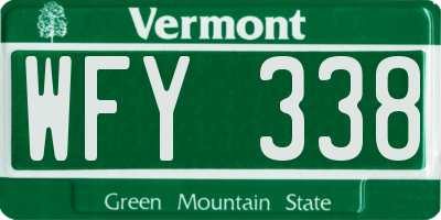 VT license plate WFY338