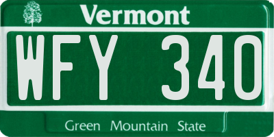 VT license plate WFY340