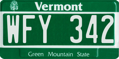 VT license plate WFY342