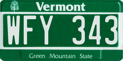 VT license plate WFY343