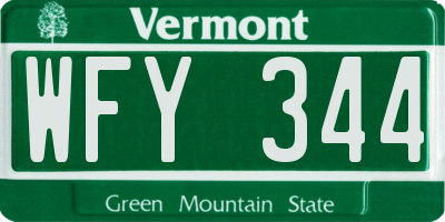 VT license plate WFY344