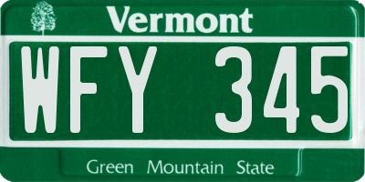 VT license plate WFY345