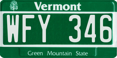 VT license plate WFY346