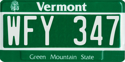 VT license plate WFY347