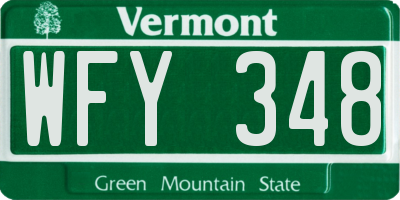 VT license plate WFY348