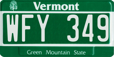VT license plate WFY349