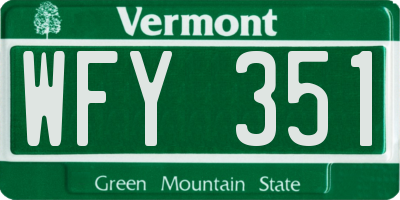 VT license plate WFY351