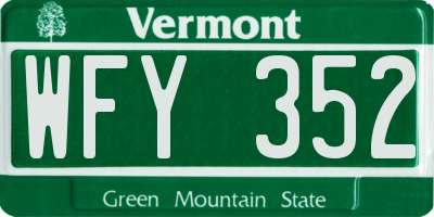 VT license plate WFY352