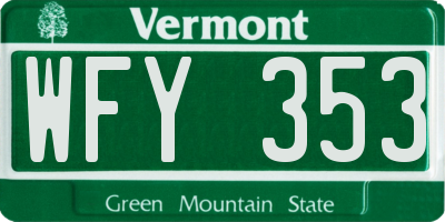 VT license plate WFY353