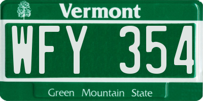 VT license plate WFY354