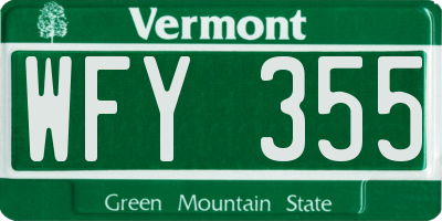 VT license plate WFY355