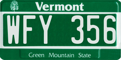 VT license plate WFY356