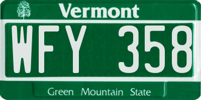 VT license plate WFY358