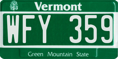 VT license plate WFY359