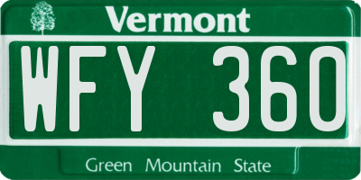 VT license plate WFY360