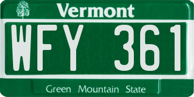 VT license plate WFY361