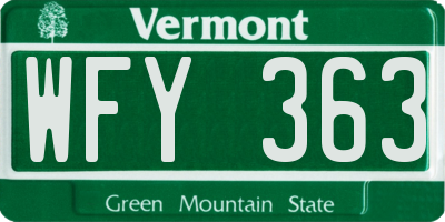 VT license plate WFY363