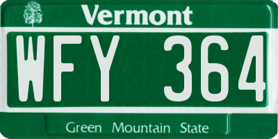 VT license plate WFY364