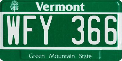 VT license plate WFY366