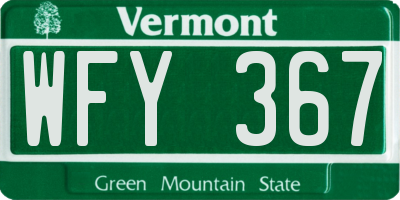 VT license plate WFY367