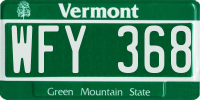 VT license plate WFY368