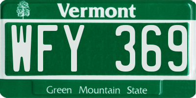 VT license plate WFY369