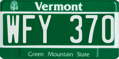 VT license plate WFY370