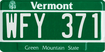 VT license plate WFY371