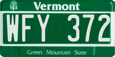 VT license plate WFY372