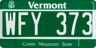 VT license plate WFY373