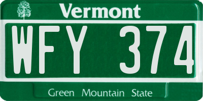 VT license plate WFY374