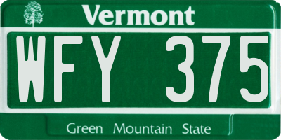 VT license plate WFY375