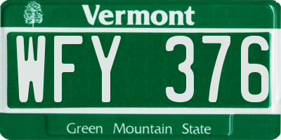 VT license plate WFY376