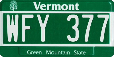 VT license plate WFY377