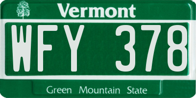 VT license plate WFY378