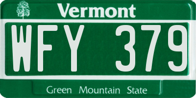 VT license plate WFY379