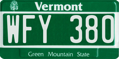VT license plate WFY380