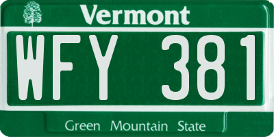 VT license plate WFY381