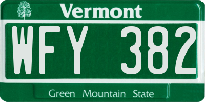 VT license plate WFY382
