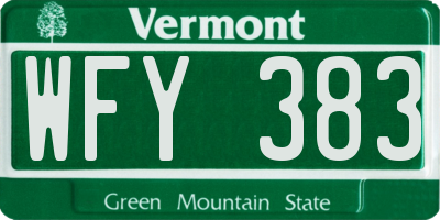 VT license plate WFY383