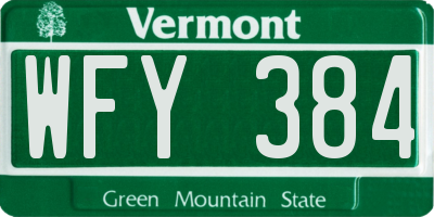 VT license plate WFY384
